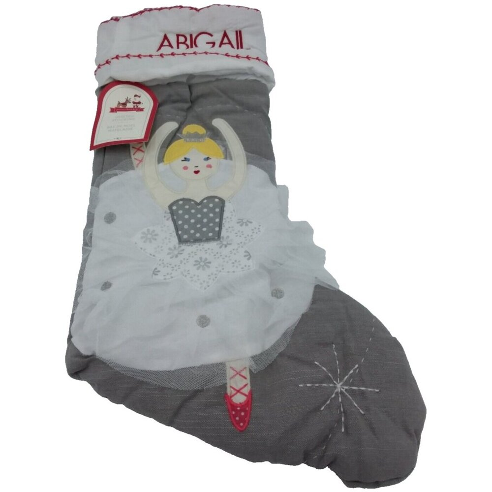 Pottery Barn Kids Abigail Dancing Ballerina Quilted Christmas Stocking Holiday